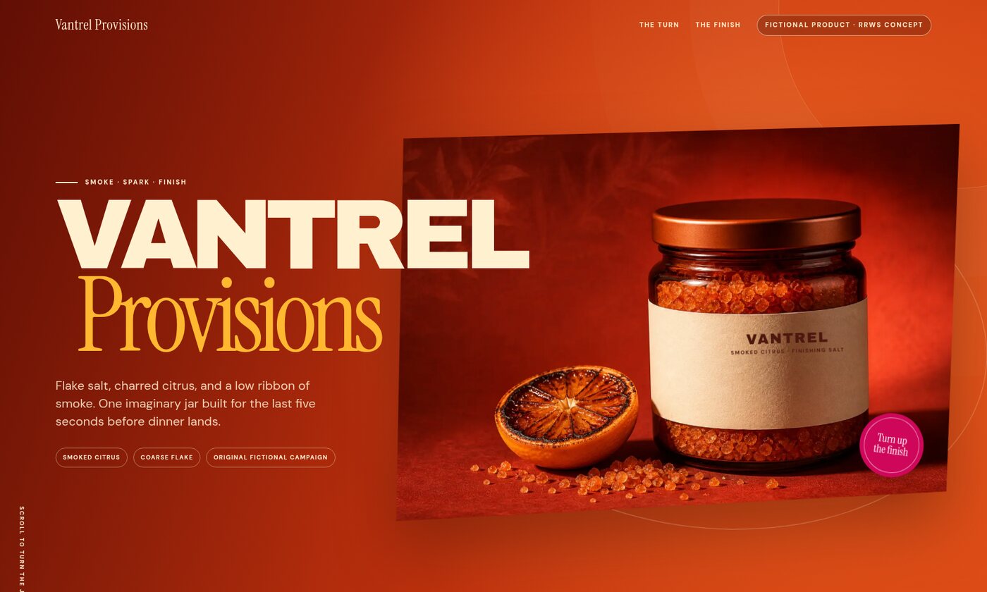 Vantrel Provisions, a fictional smoked-citrus product concept